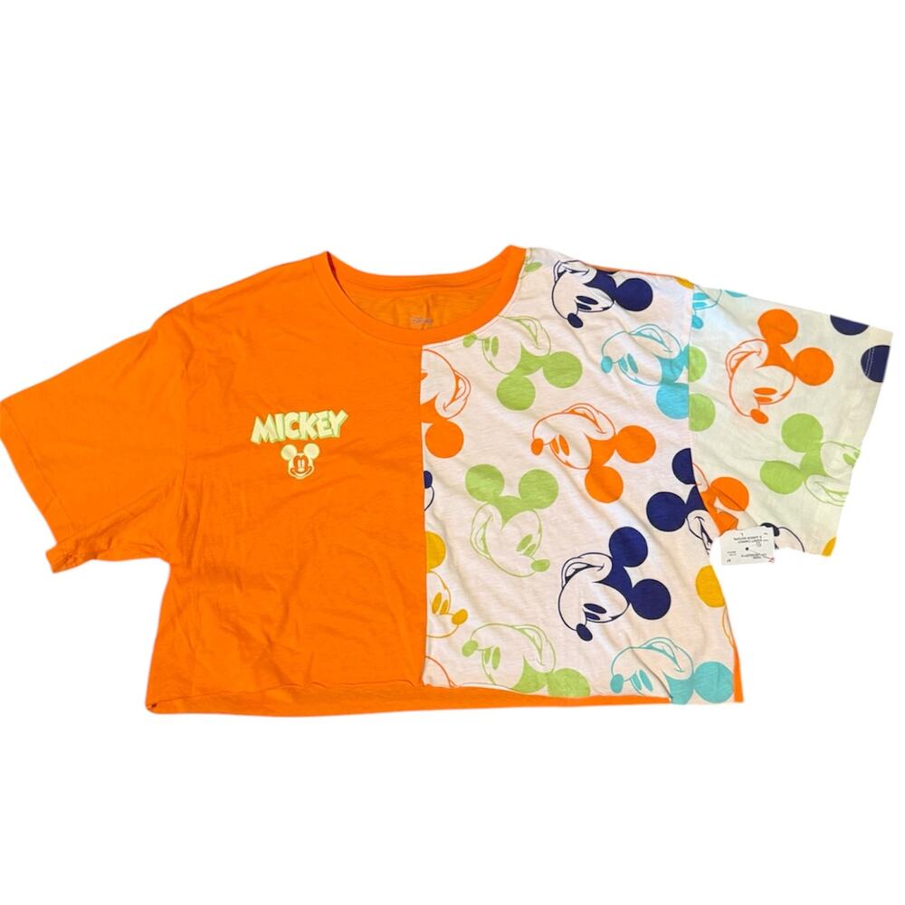 Disney | Mickey Mouse Orange Graphic Crop Top NWT Size Large